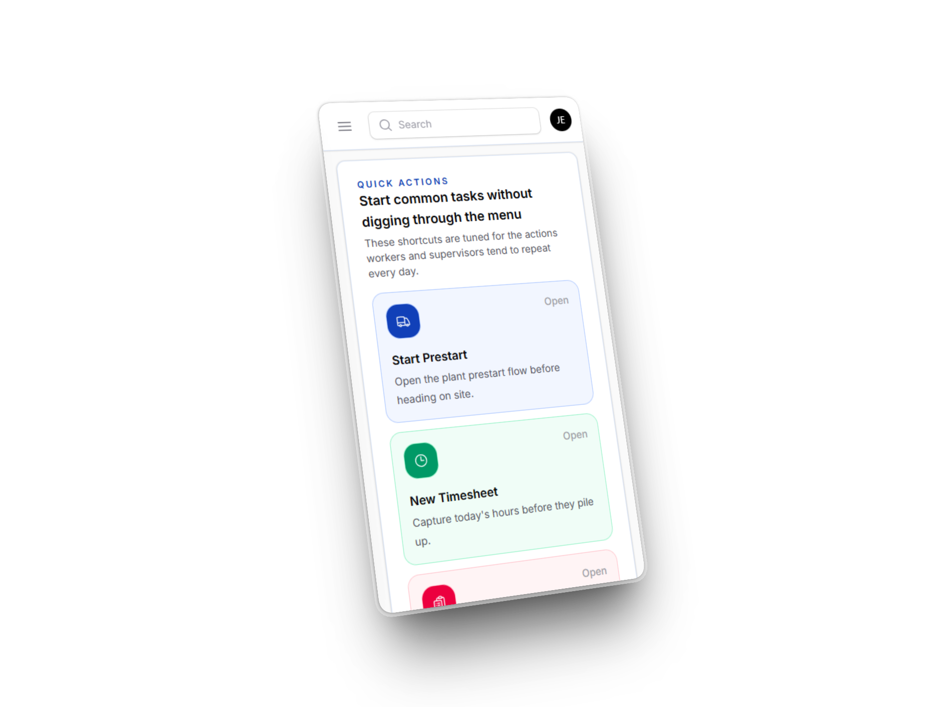 Mobile dashboard screenshot