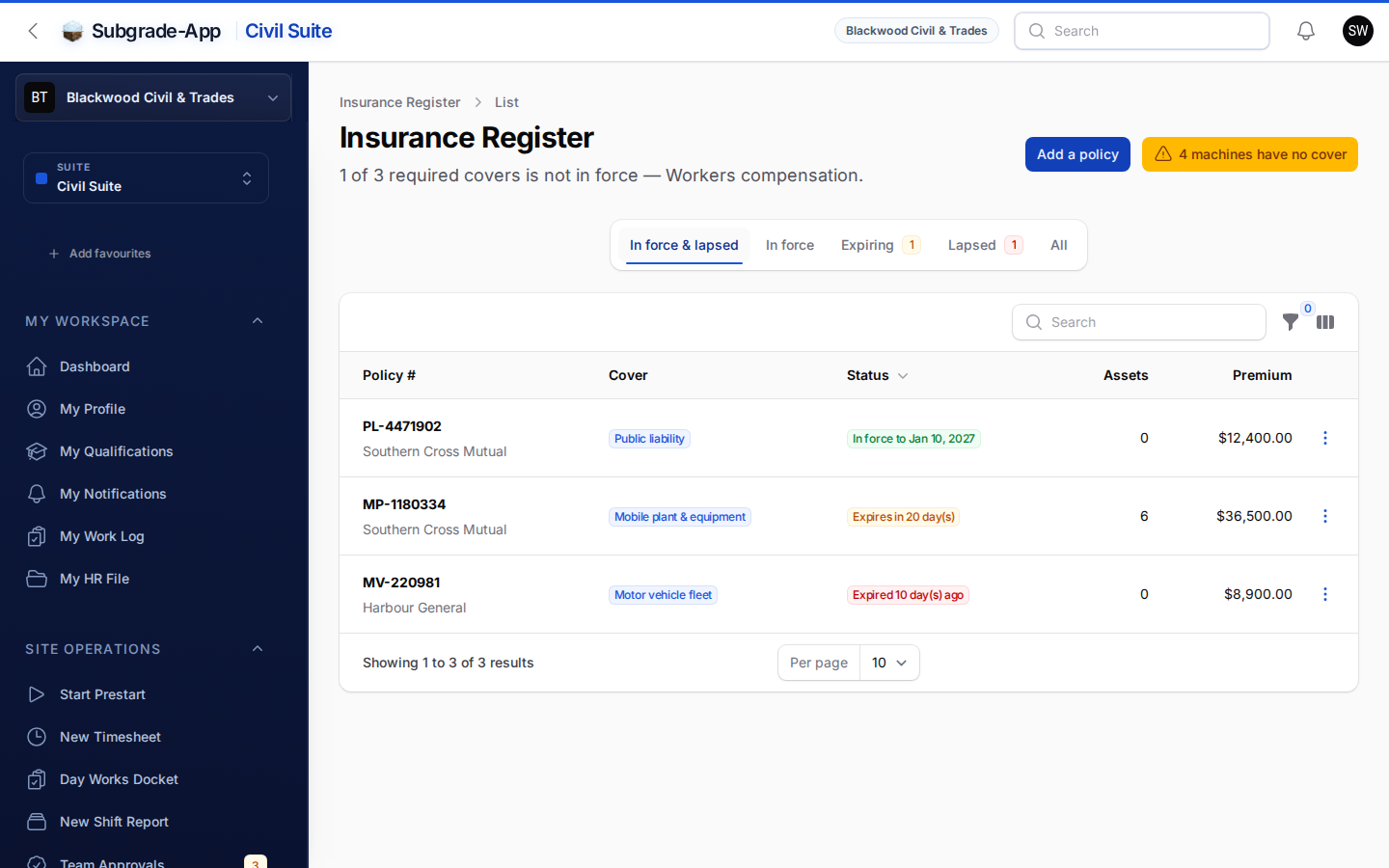 Insurance Register